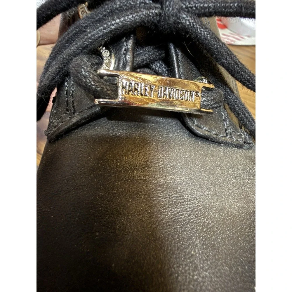 Harley Davidson 81100 Womens 6.5 Black Leather Oxford Platform Shoes Lace Up